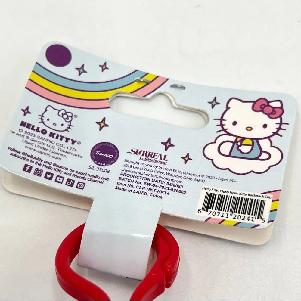 New HELLO KITTY‎ Sanrio Licensed 2023 Cute Plush Backpack Clip Blue Red White